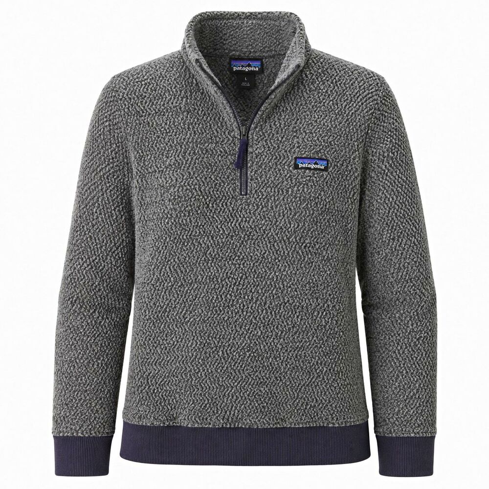 Patagonia Logo Fleece 1/4 Zip Pullover Sweatshirt Gray Men's L Mock Neck